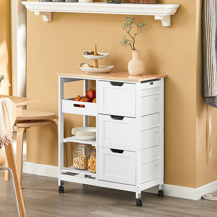 SoBuy | Carrello da portata | Per cucina e sala da pranzo | Bianco | 68x85x38cm | FKW79-W