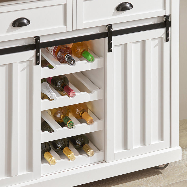 SoBuy | Îlot de cuisine | Chariot de cuisine avec porte-bouteilles | Meuble de cuisine blanc | FKW94-W