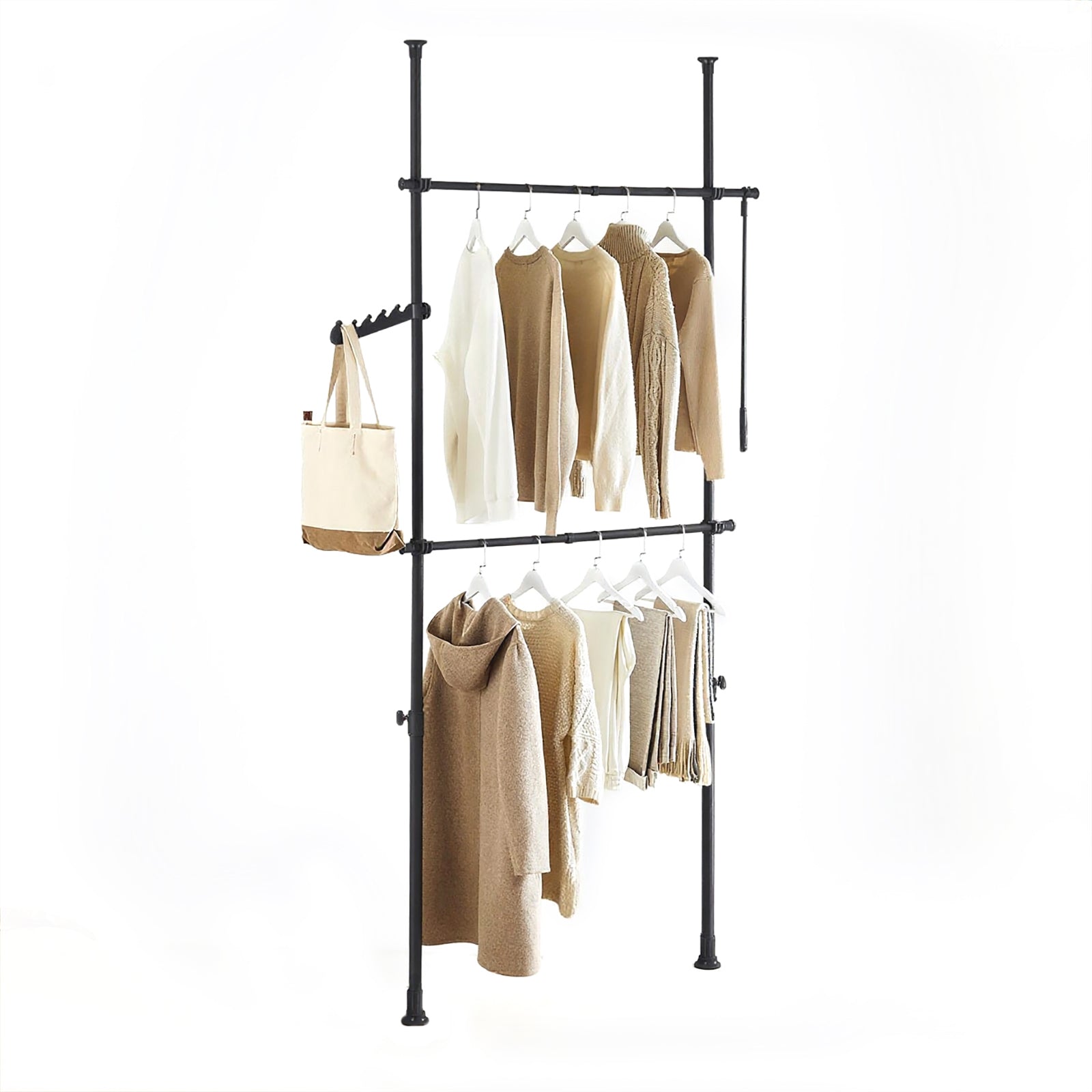 SoBuy | Tringle à vêtements télescopique | Système de tringle à vêtements | Système d'étagères | Noir | FRG109-II-SCH