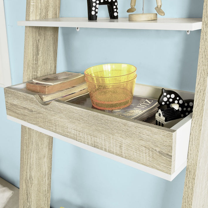 SoBuy | Bibliothèque avec bureau | Étagère murale | Étagère en bois | FRG111-WN