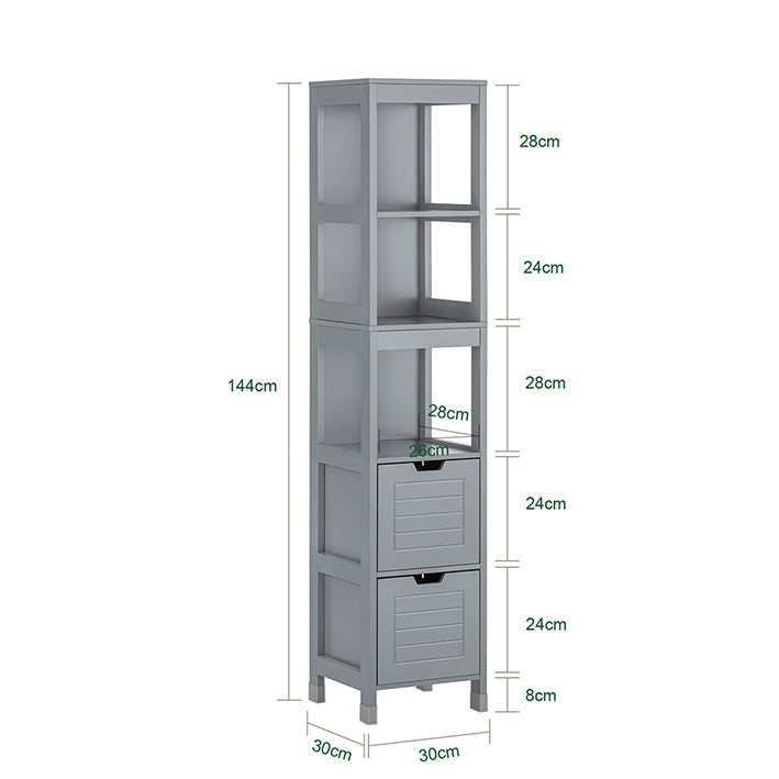 SoBuy Mobile bagno alto 145 cm grigio acciaio con 2 cesti - Mobiletto bagno 30x30 cm FRG126-SG