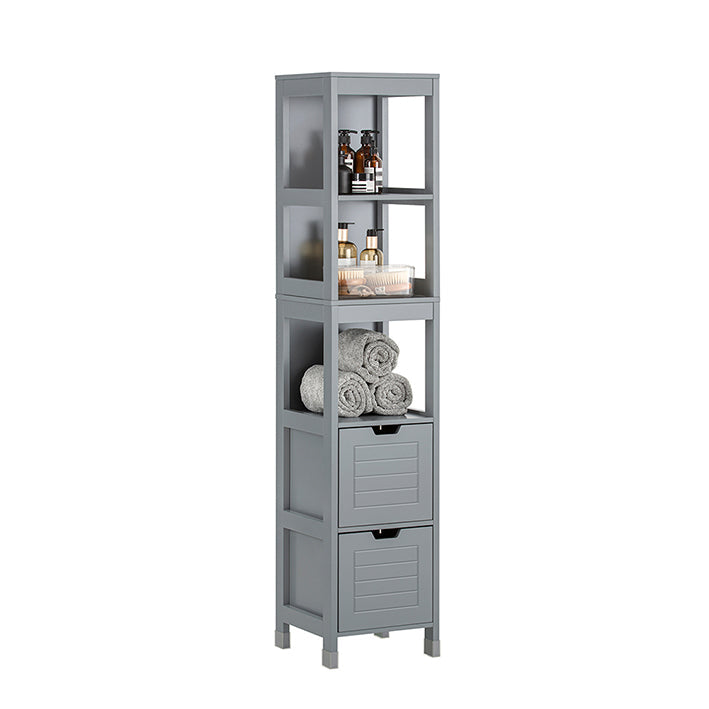 SoBuy Mobile bagno alto 145 cm grigio acciaio con 2 cesti - Mobiletto bagno 30x30 cm FRG126-SG