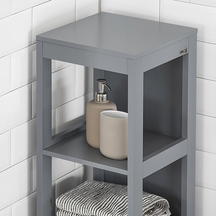 SoBuy Mobile bagno alto 145 cm grigio acciaio con 2 cesti - Mobiletto bagno 30x30 cm FRG126-SG