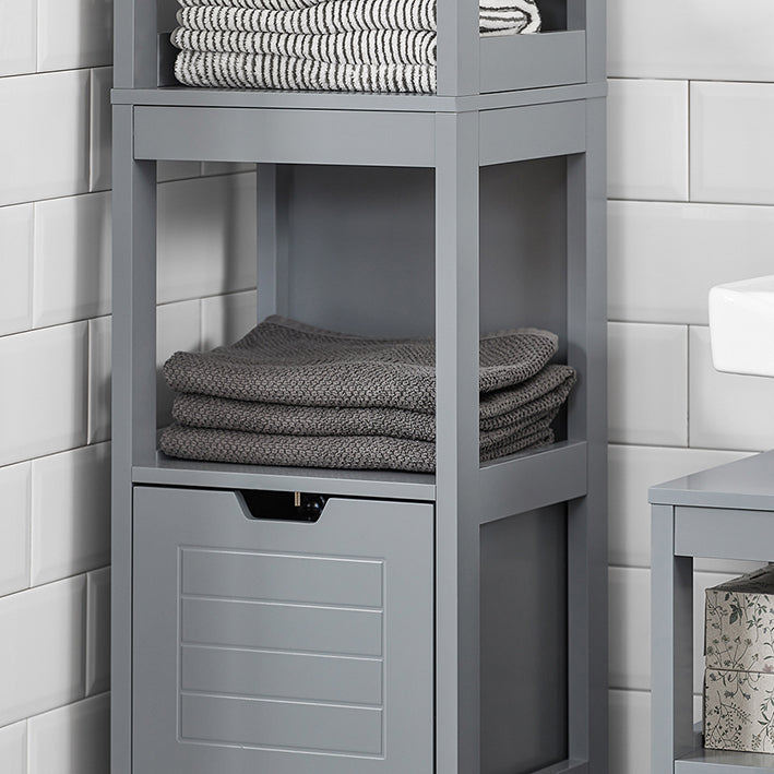 SoBuy Mobile bagno alto 145 cm grigio acciaio con 2 cesti - Mobiletto bagno 30x30 cm FRG126-SG