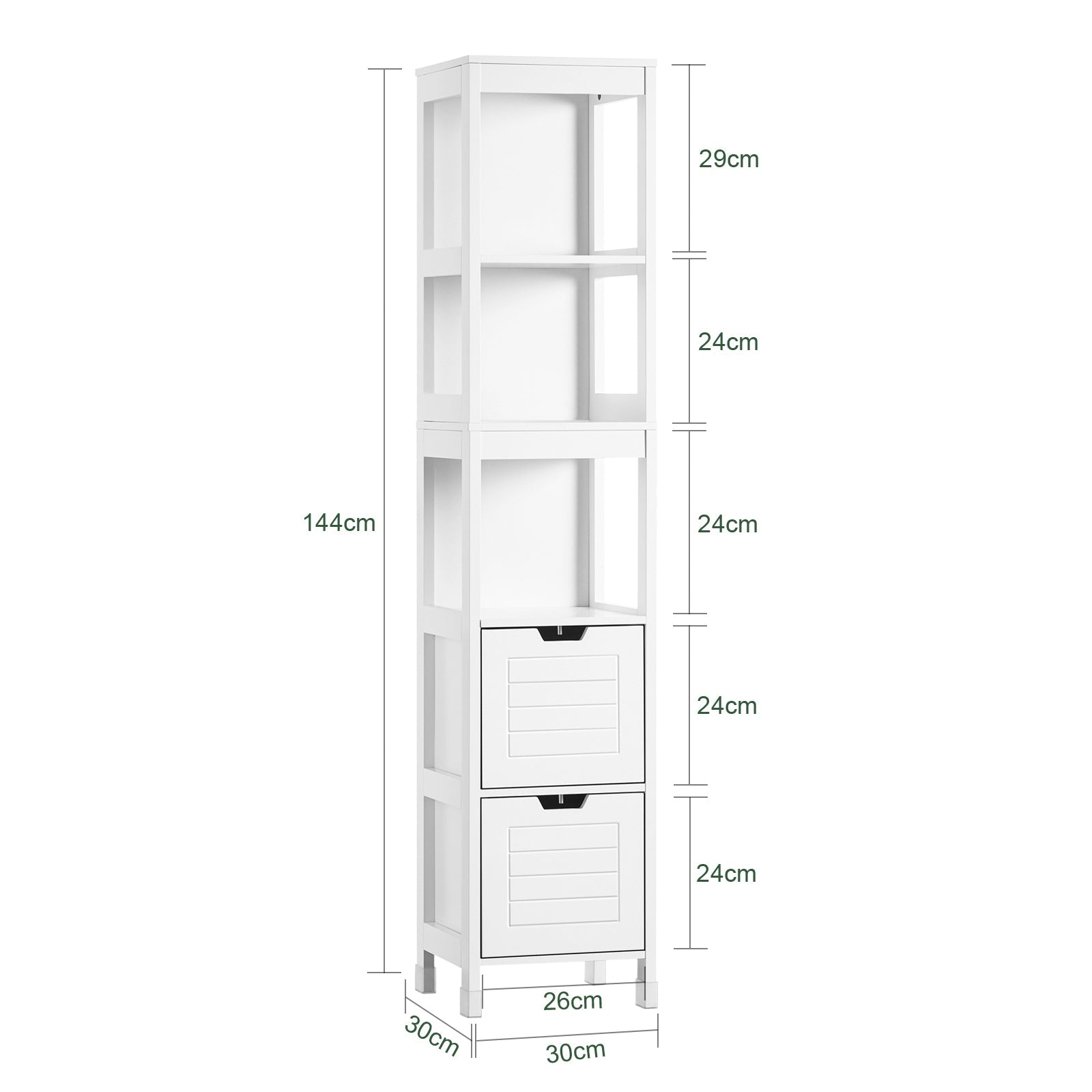 SoBuy | Armoire Haute Salle de Bain | Meuble de Salle de Bain Blanc | Meuble de Salle de Bain Style Campagne | FRG126-W