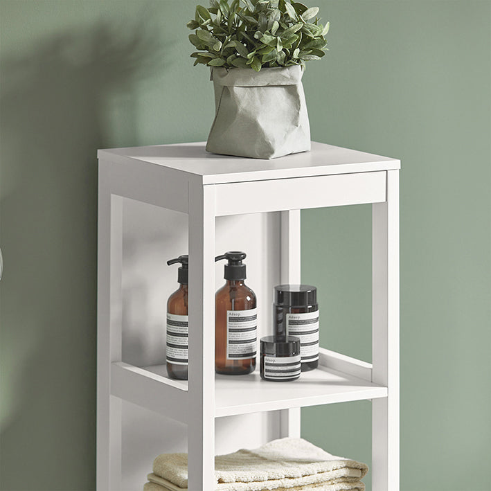 SoBuy | Armoire Haute Salle de Bain | Meuble de Salle de Bain Blanc | Meuble de Salle de Bain Style Campagne | FRG126-W