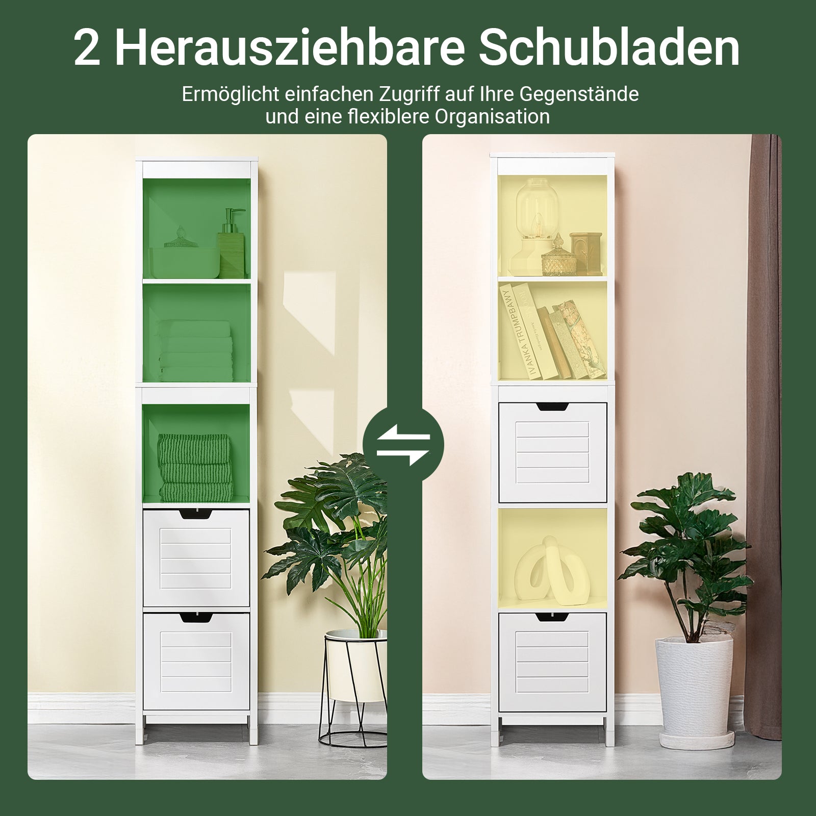 SoBuy | Bad Hochschrank | Badschrank Weiß | Badezimmermöbel Landhaus | FRG126-W