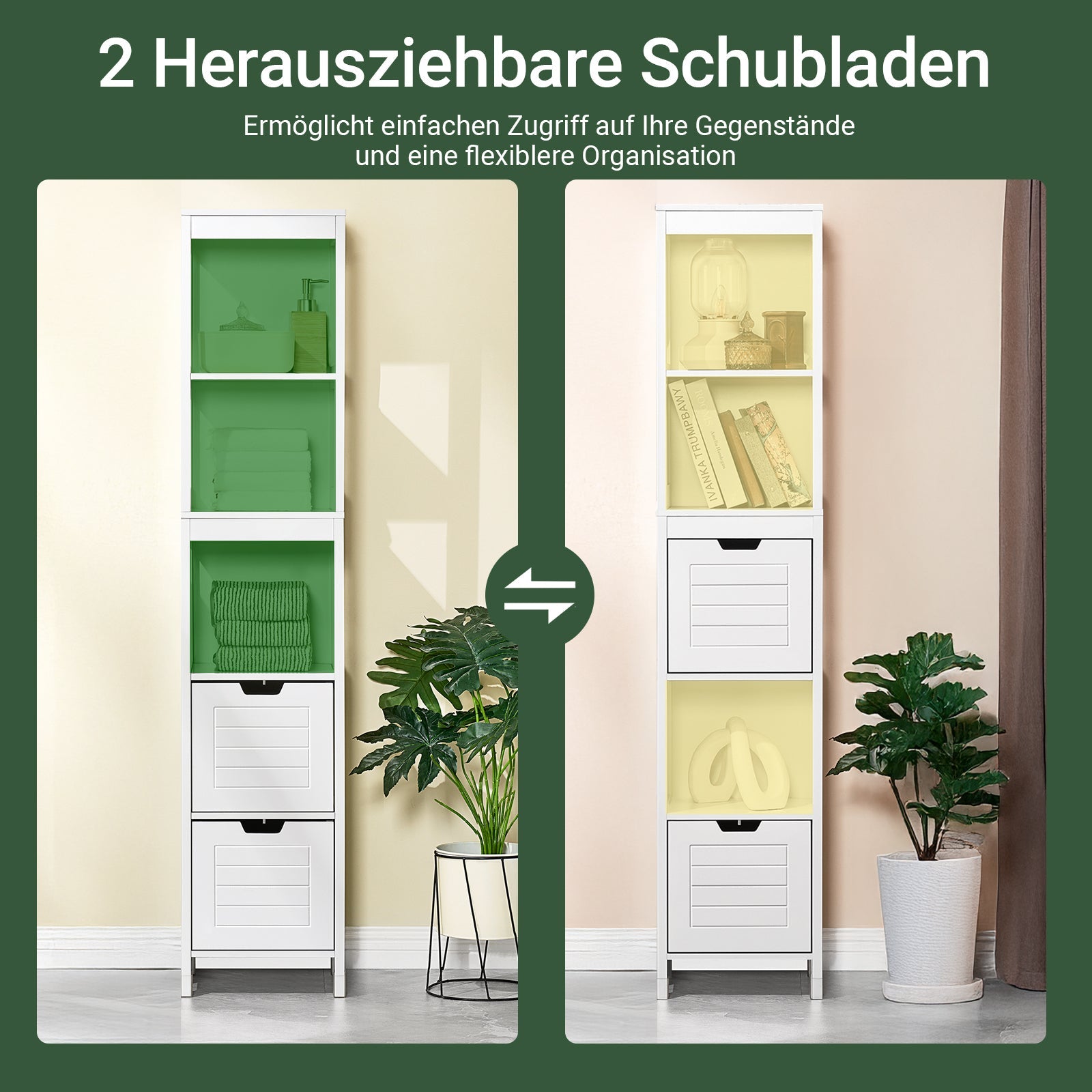 SoBuy | Armoire Haute Salle de Bain | Meuble de Salle de Bain Blanc | Meuble de Salle de Bain Style Campagne | FRG126-W