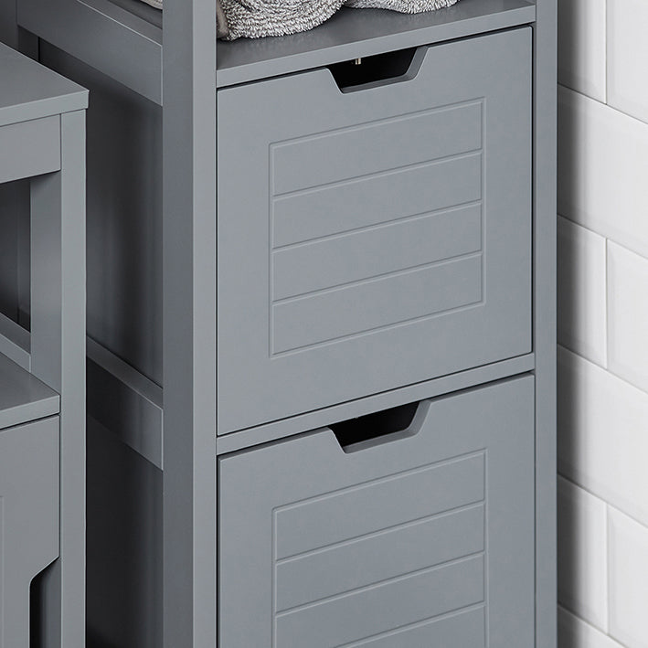SoBuy | Armoire de salle de bain haute | Armoire de salle de bain gris acier | Mobilier de salle de bain style campagne | FRG127-SG