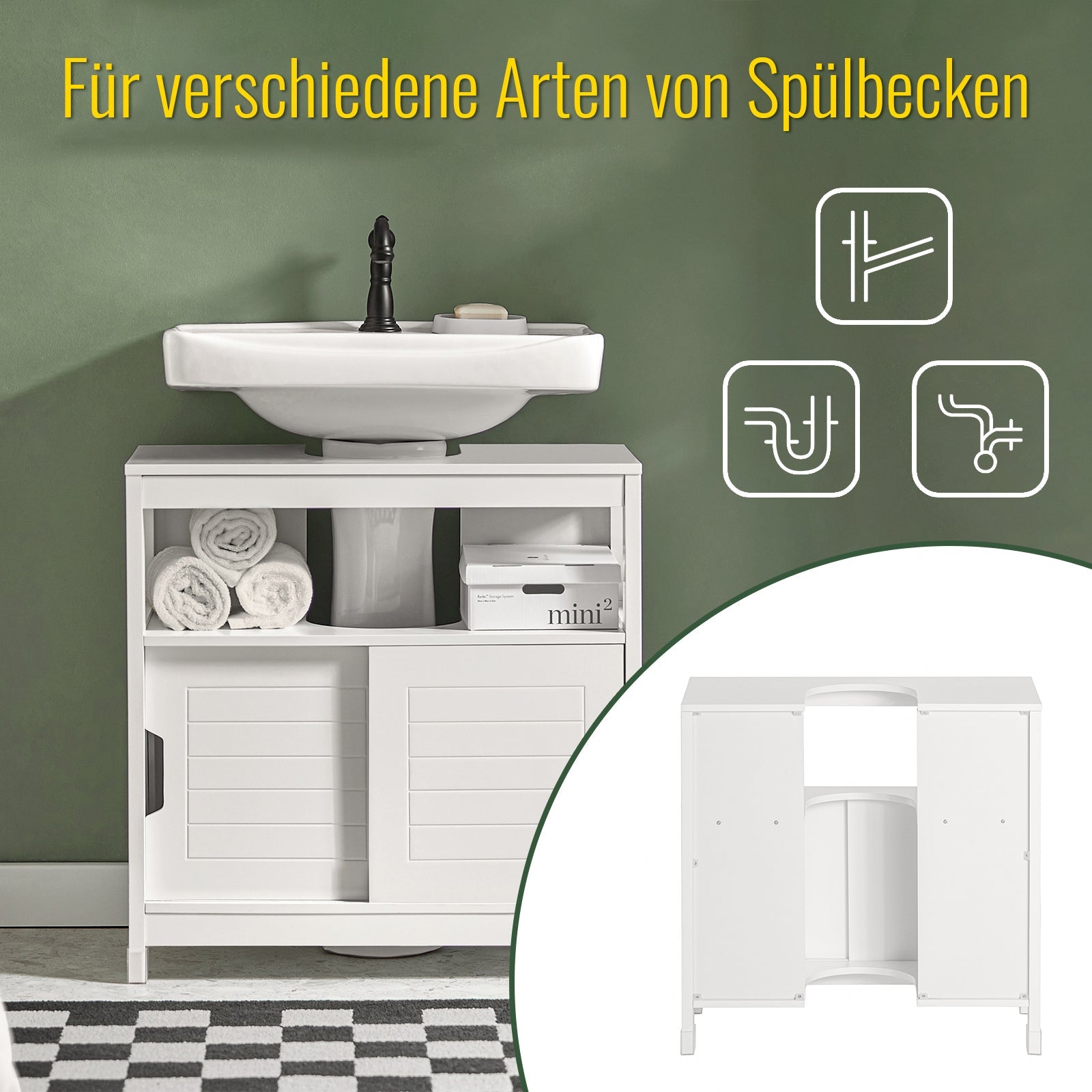 SoBuy | Mobile sottolavabo bianco | Mobile da bagno | Mobile da bagno in stile country | FRG128-II-W