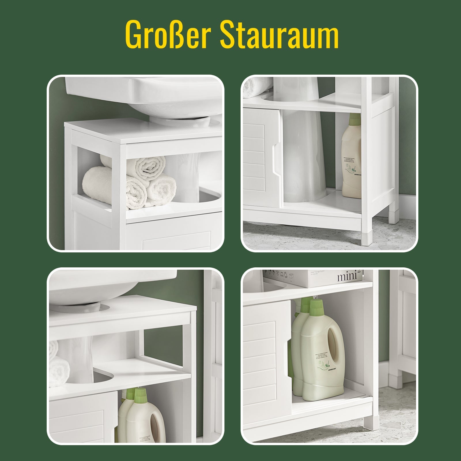 SoBuy | Meuble sous-lavabo Blanc | Meuble de salle de bain | Meuble de salle de bain de style campagnard | FRG128-II-W