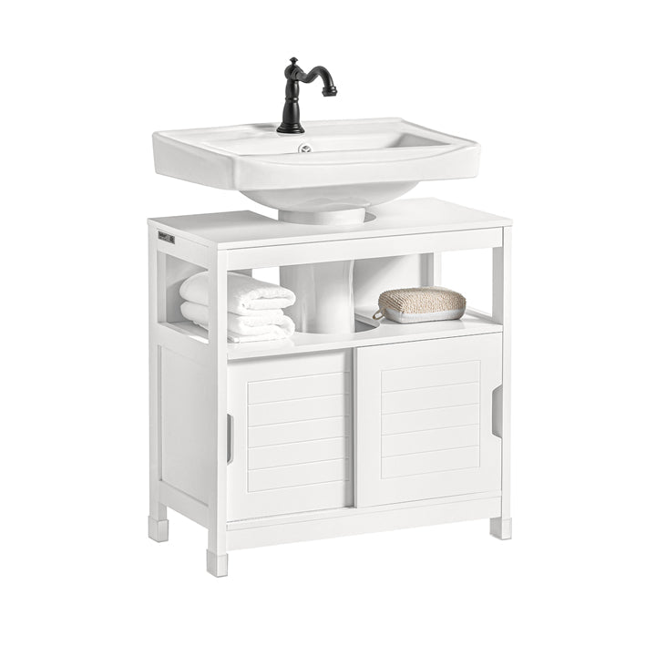 SoBuy | Mobile sottolavabo bianco | Mobile da bagno | Mobile da bagno in stile country | FRG128-II-W