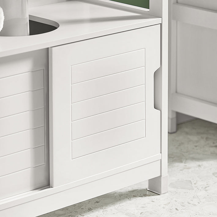 SoBuy | Meuble sous-lavabo Blanc | Meuble de salle de bain | Meuble de salle de bain de style campagnard | FRG128-II-W