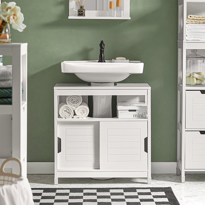 SoBuy | Mobile sottolavabo bianco | Mobile da bagno | Mobile da bagno in stile country | FRG128-II-W