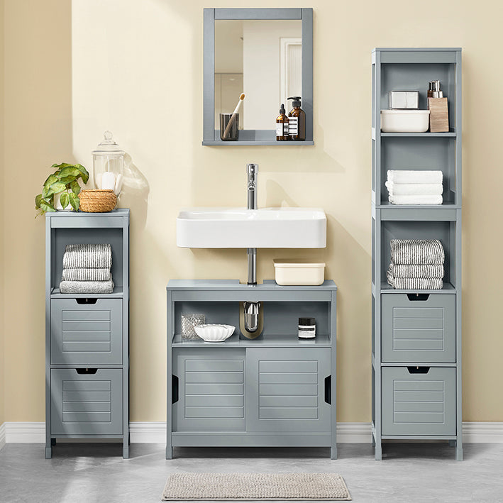 SoBuy | Mobile sottolavabo grigio acciaio | Mobiletto bagno | Mobile bagno stile country | FRG128-SG