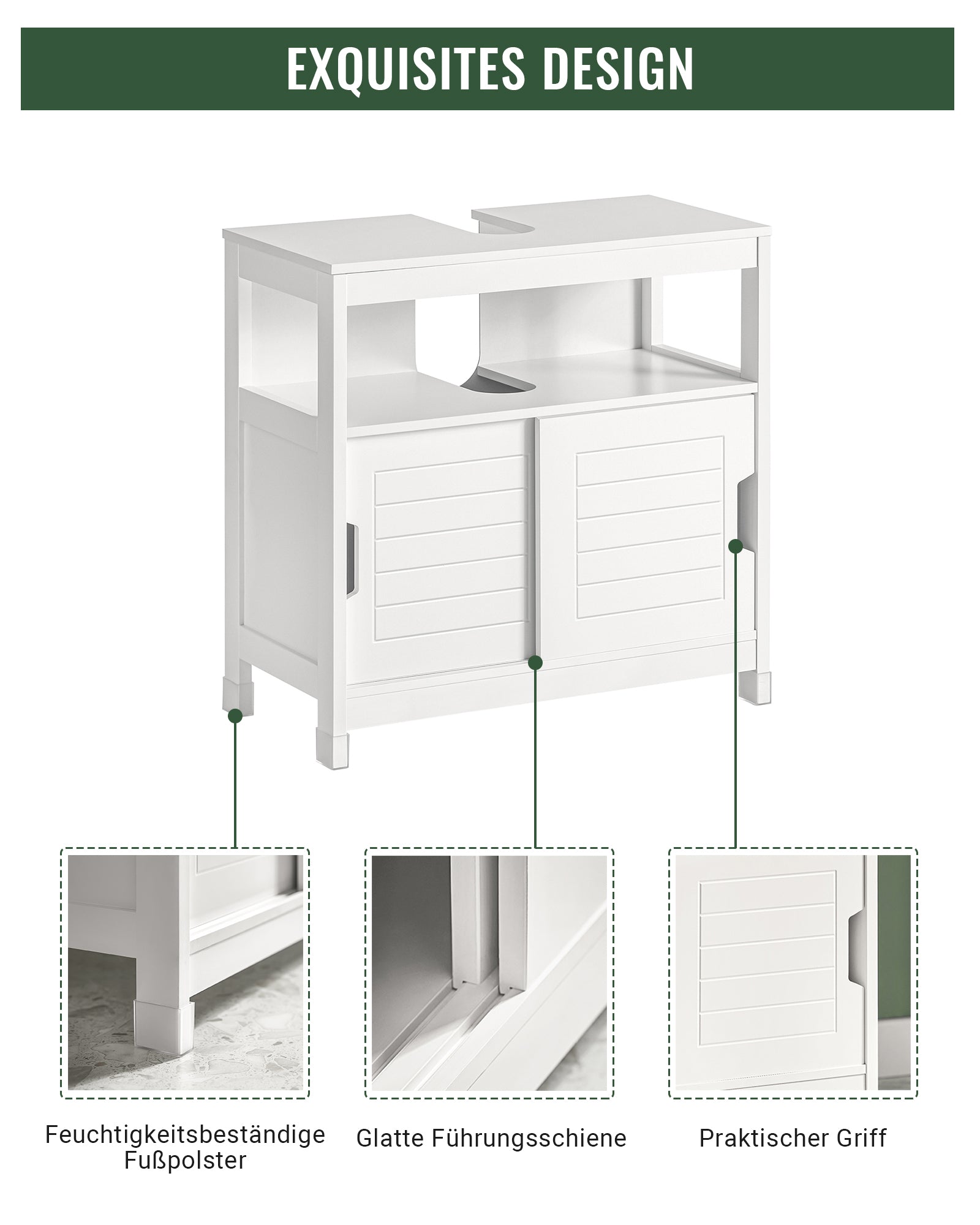 SoBuy | Meuble-lavabo blanc | Armoire de salle de bain | Mobilier de salle de bain style champêtre | FRG128-W