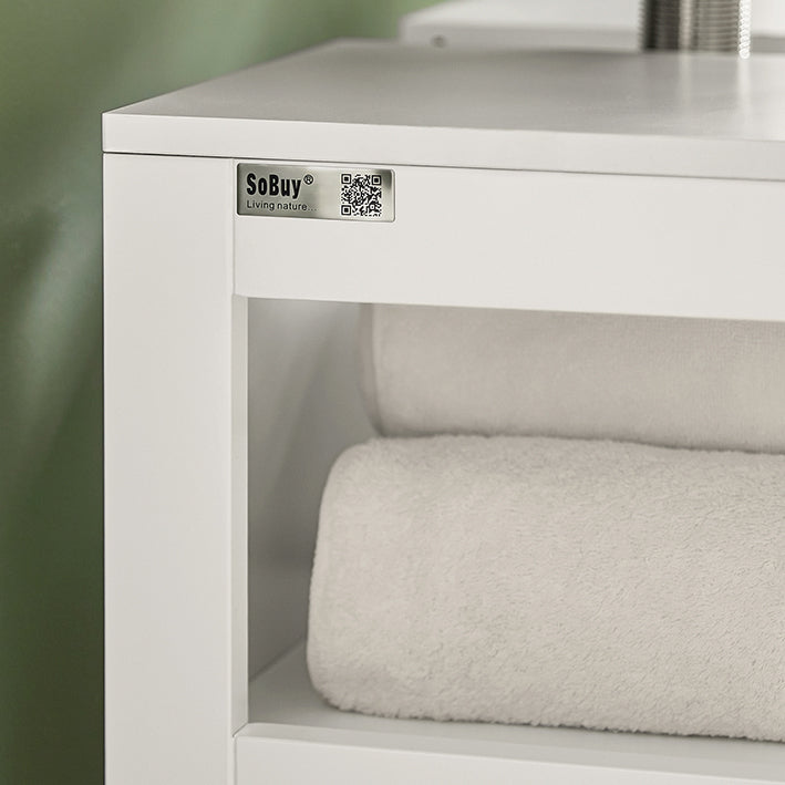 SoBuy | Meuble-lavabo blanc | Armoire de salle de bain | Mobilier de salle de bain style champêtre | FRG128-W