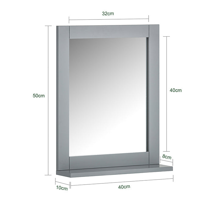 SoBuy | Miroir de salle de bain avec étagère | Miroir mural | Miroir gris acier | FRG129-SG