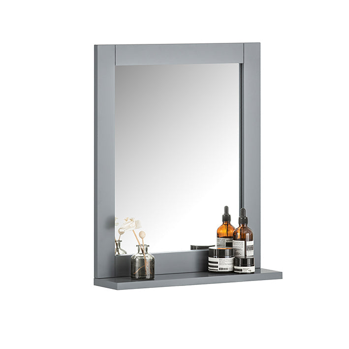 SoBuy | Miroir de salle de bain avec étagère | Miroir mural | Miroir gris acier | FRG129-SG