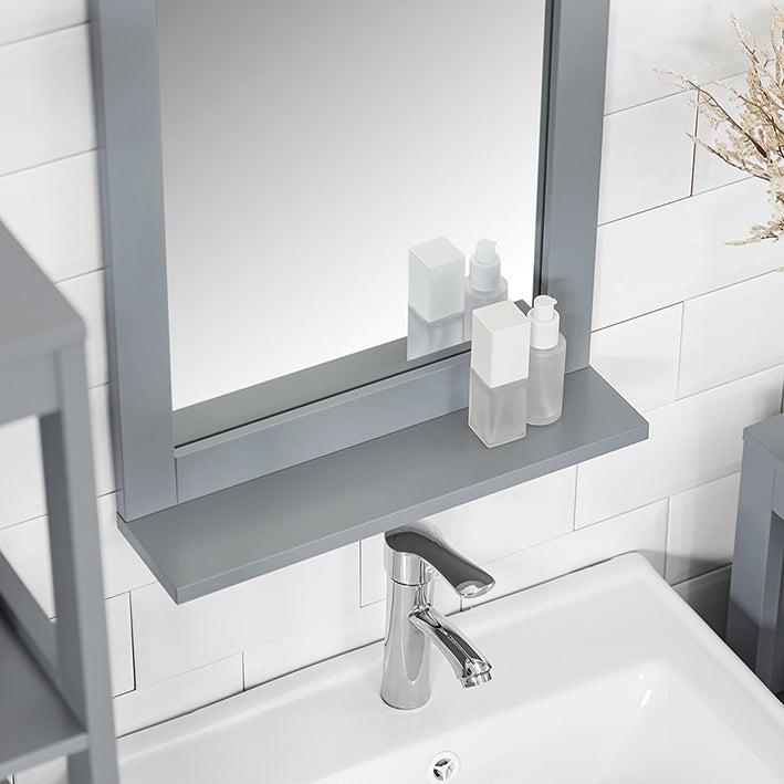 SoBuy | Miroir de salle de bain avec étagère | Miroir mural | Miroir gris acier | FRG129-SG