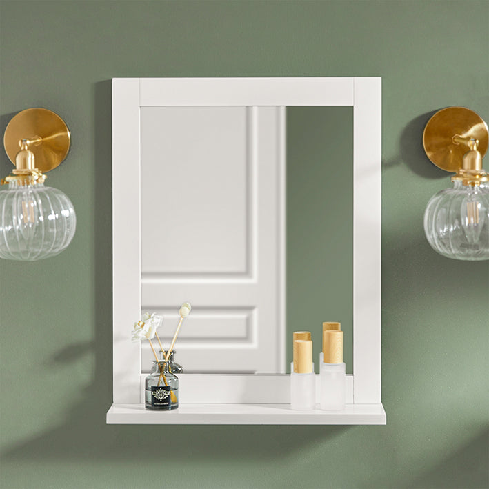 SoBuy | Miroir de salle de bain avec étagère | Miroir mural | Miroir Blanc | FRG129-W