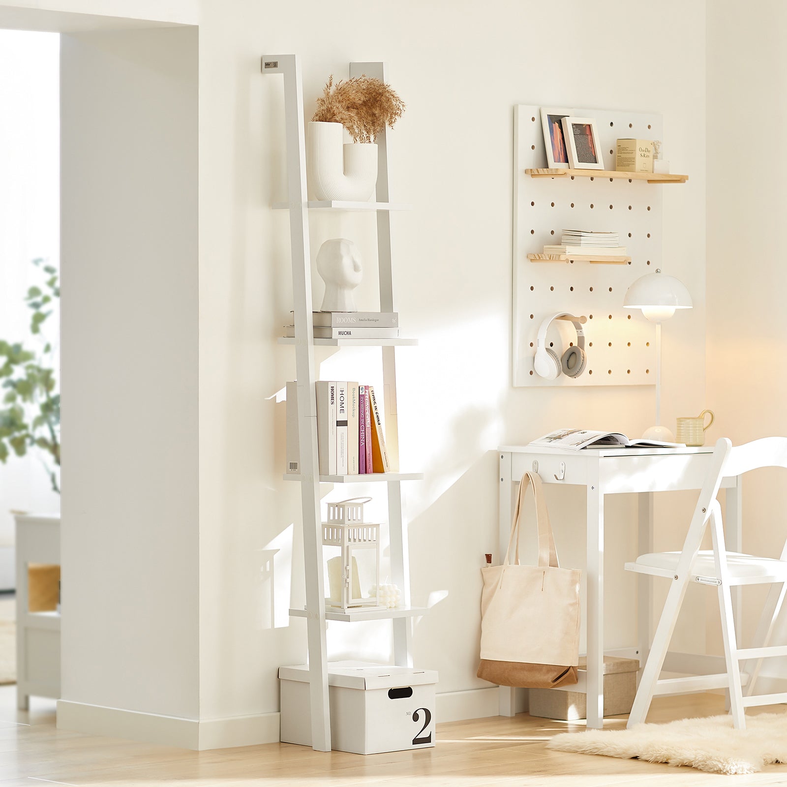 SoBuy | Scaffale a scala | Scaffale a muro | Scaffale bagno Bianco | FRG15-W