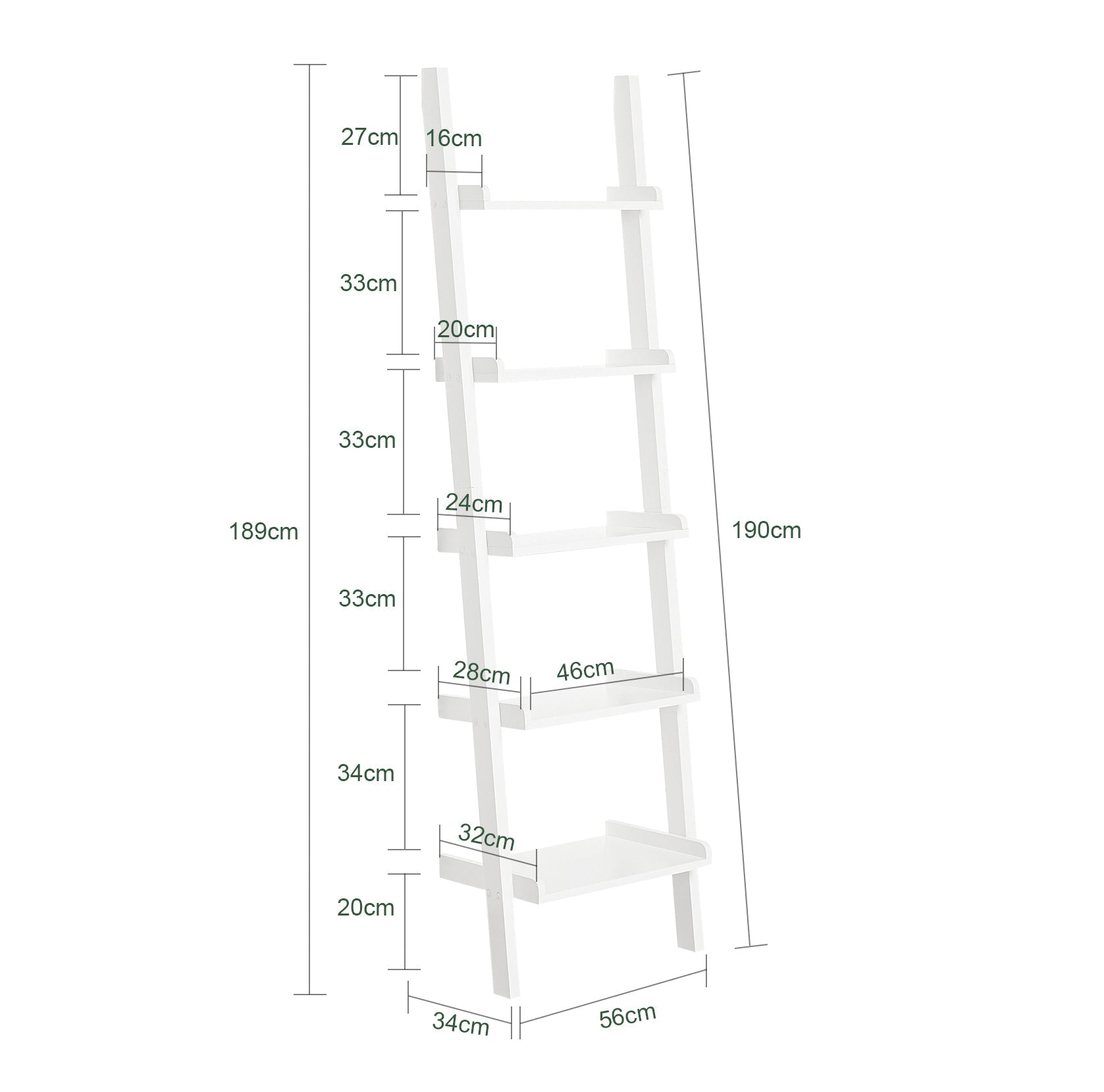 SoBuy | Scaffale a scala | Scala decorativa bianca | Scaffale a gradini | FRG17-W