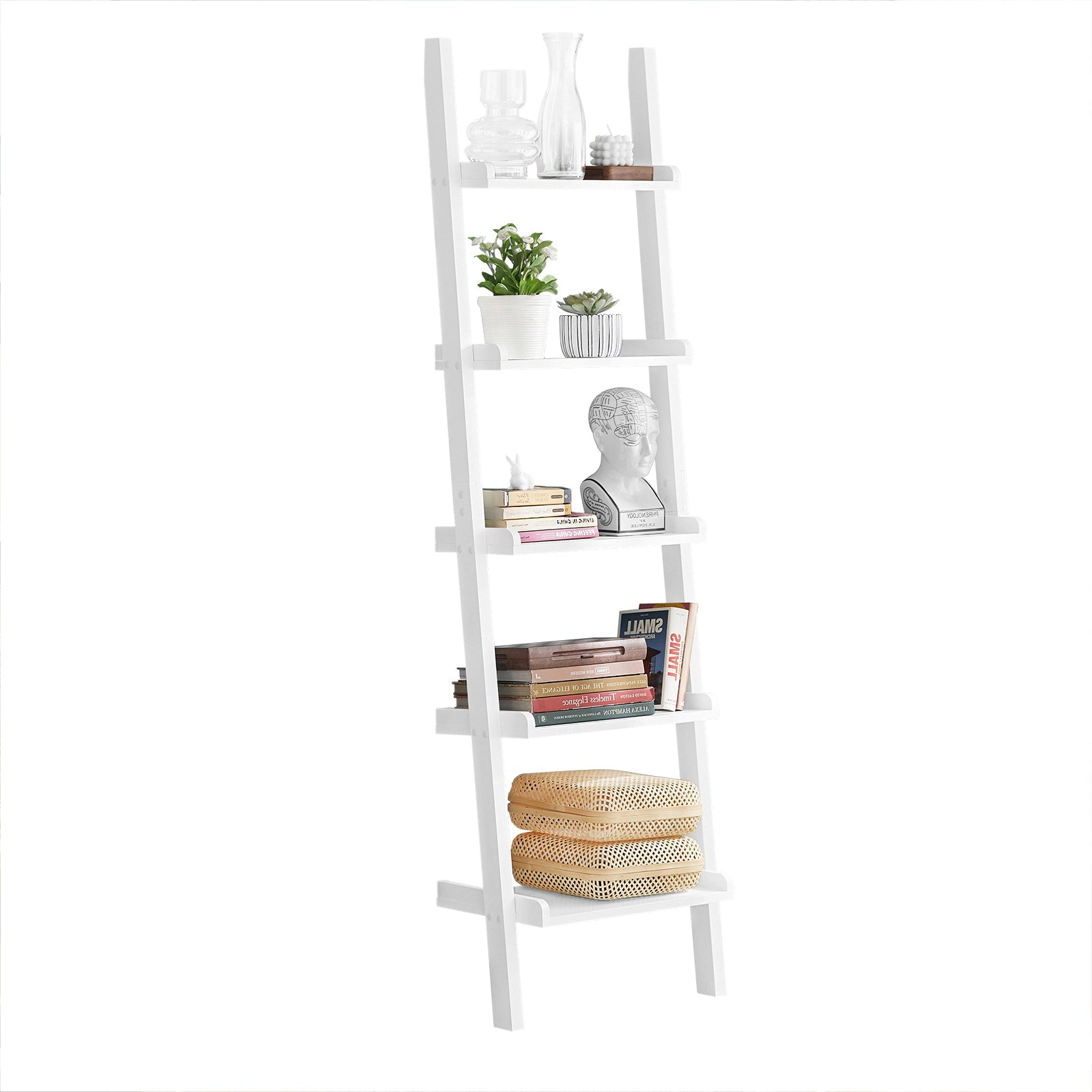 SoBuy | Scaffale a scala | Scala decorativa bianca | Scaffale a gradini | FRG17-W