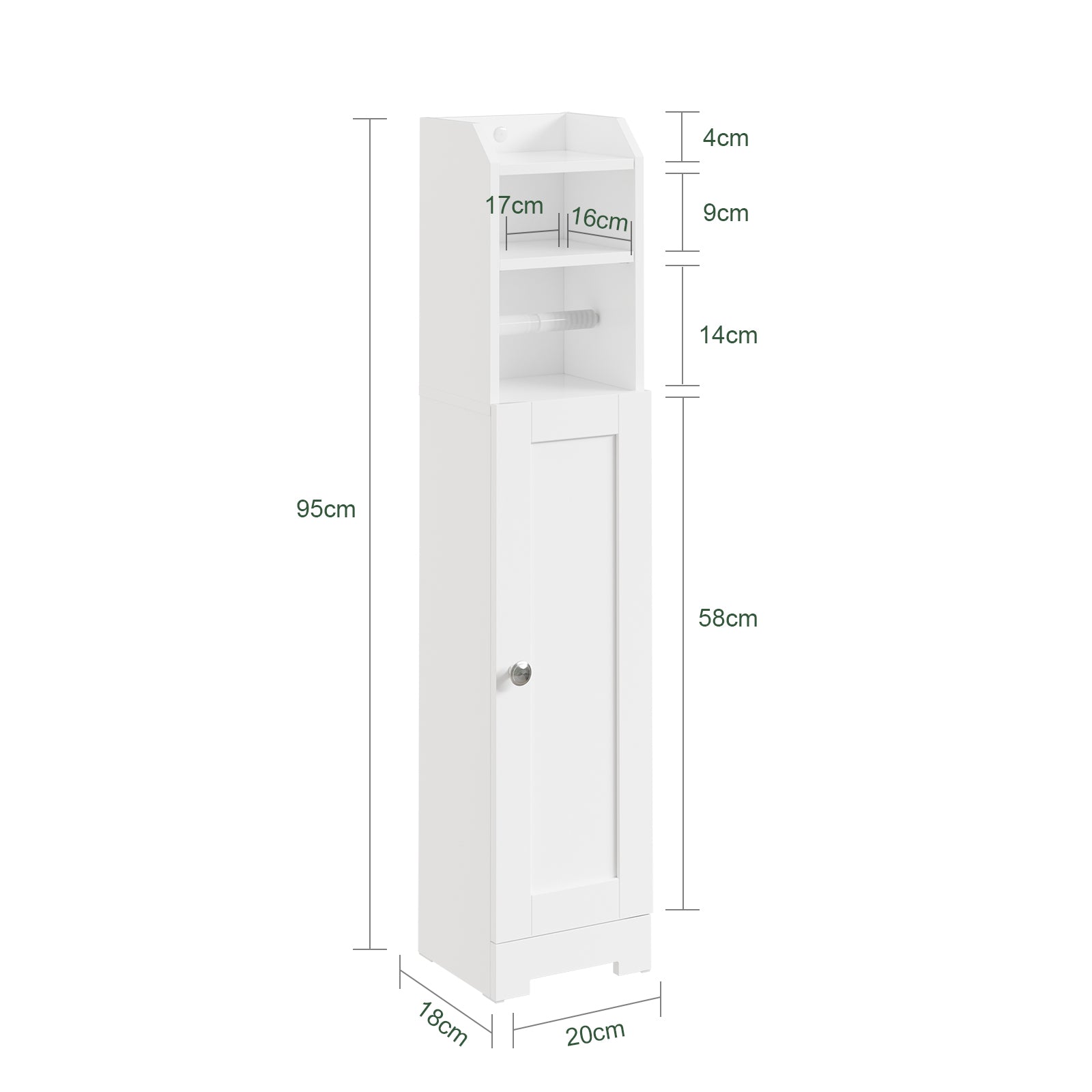 Vorverkauf | SoBuy | Toilettenpapierhalter | Badezimmerschrank Schmal | BHT ca: 20x95x18cm | Weiß | FRG177-II-W