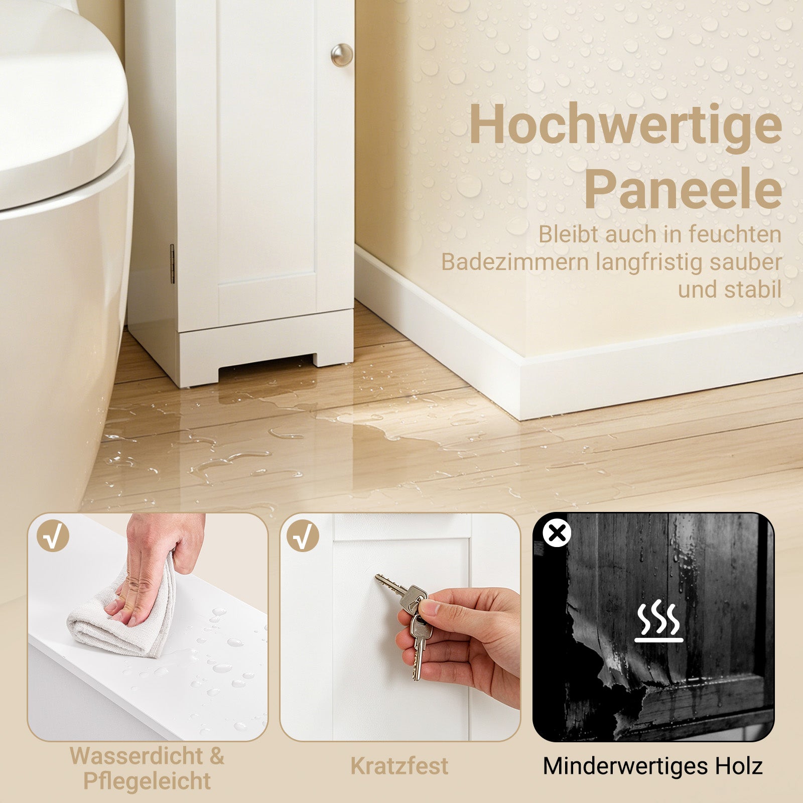 Vorverkauf | SoBuy | Toilettenpapierhalter | Badezimmerschrank Schmal | BHT ca: 20x95x18cm | Weiß | FRG177-II-W