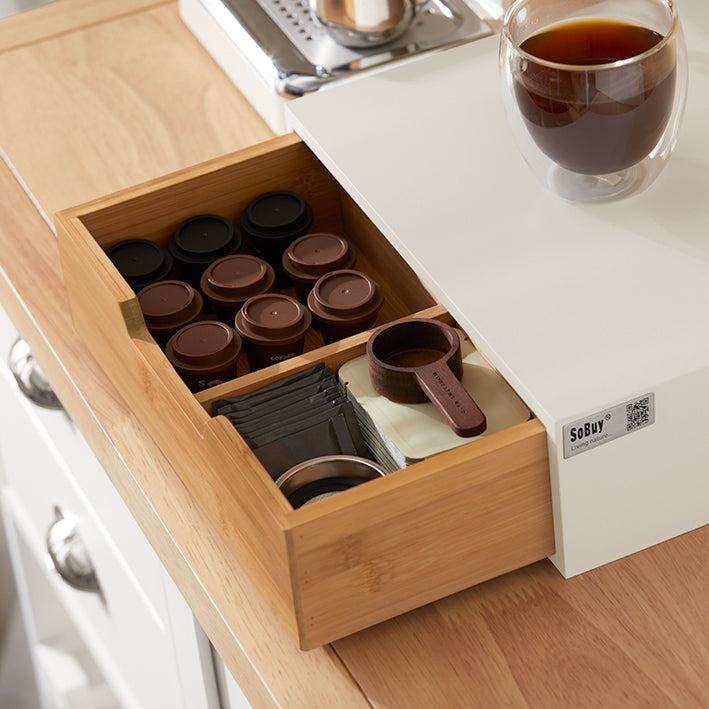 SoBuy | Boîte de rangement pour capsules de café | Boîte de rangement | Tiroir de rangement Bambou | FRG179-WN