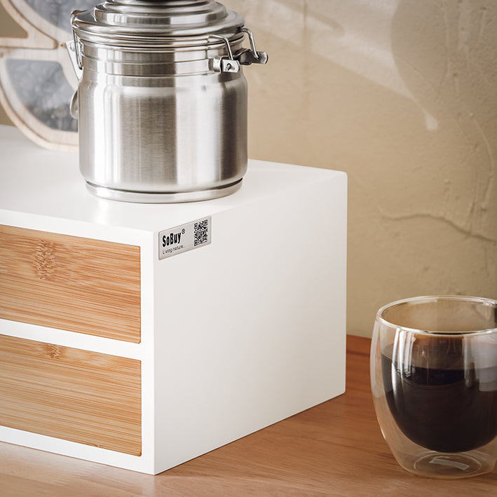 SoBuy | Porta Capsule Caffè | Scatola Contenitore | Cassettiera in bambù | FRG180-WN