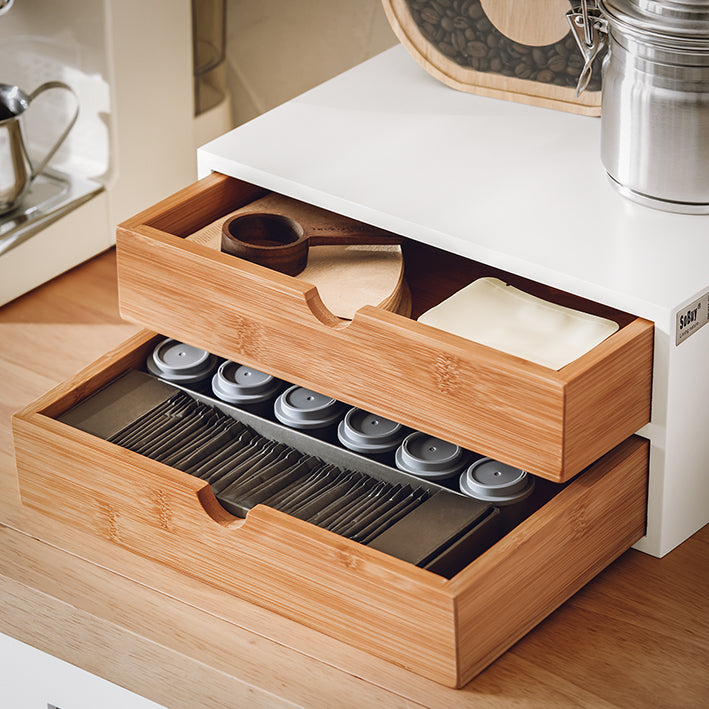 SoBuy | Porta Capsule Caffè | Scatola Contenitore | Cassettiera in bambù | FRG180-WN