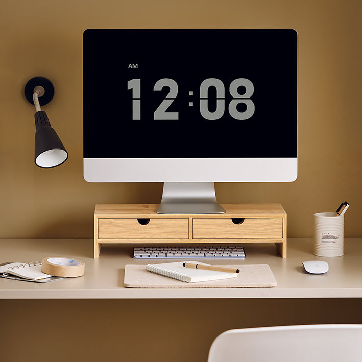 SoBuy | Support pour écran | Support pour écran avec tiroirs | Bambou | FRG198-N