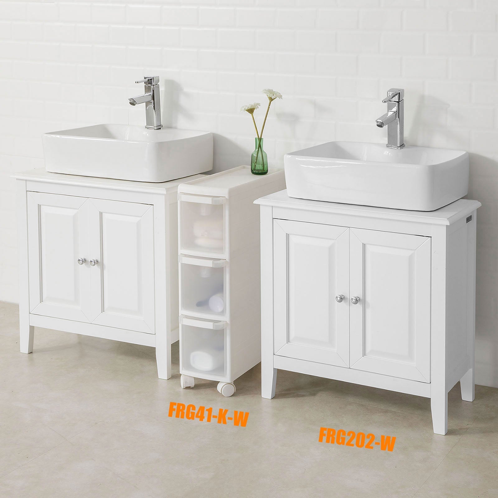 SoBuy | Waschbeckenunterschrank Weiß | Badezimmerschrank | Landhaus | FRG202-W