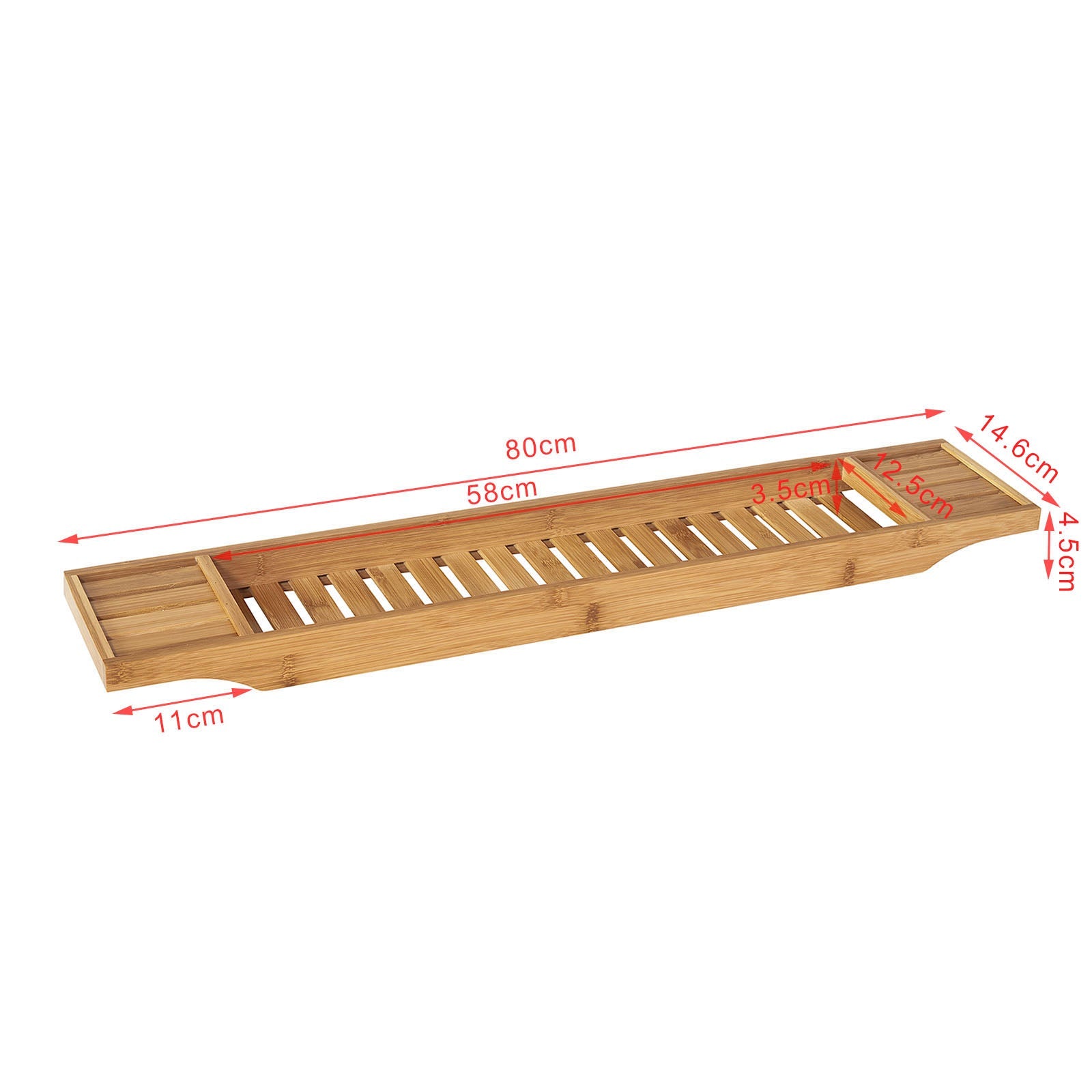 SoBuy | 80 cm Mensola da Vasca da Bagno | Portaoggetti da Vasca in Bambù | FRG212-N