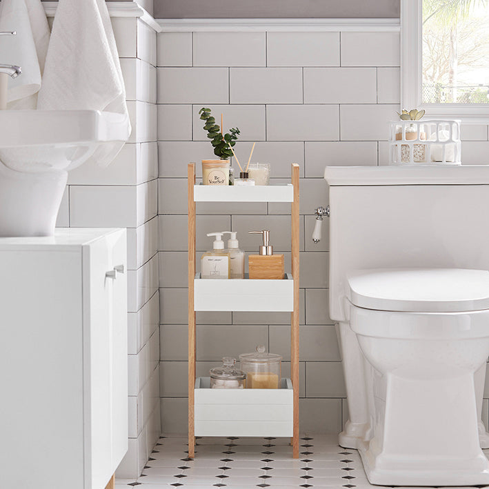 Prevendita | SoBuy | Scaffale da bagno | Scaffale piccolo | Scaffale portaoggetti bianco | FRG226-WN