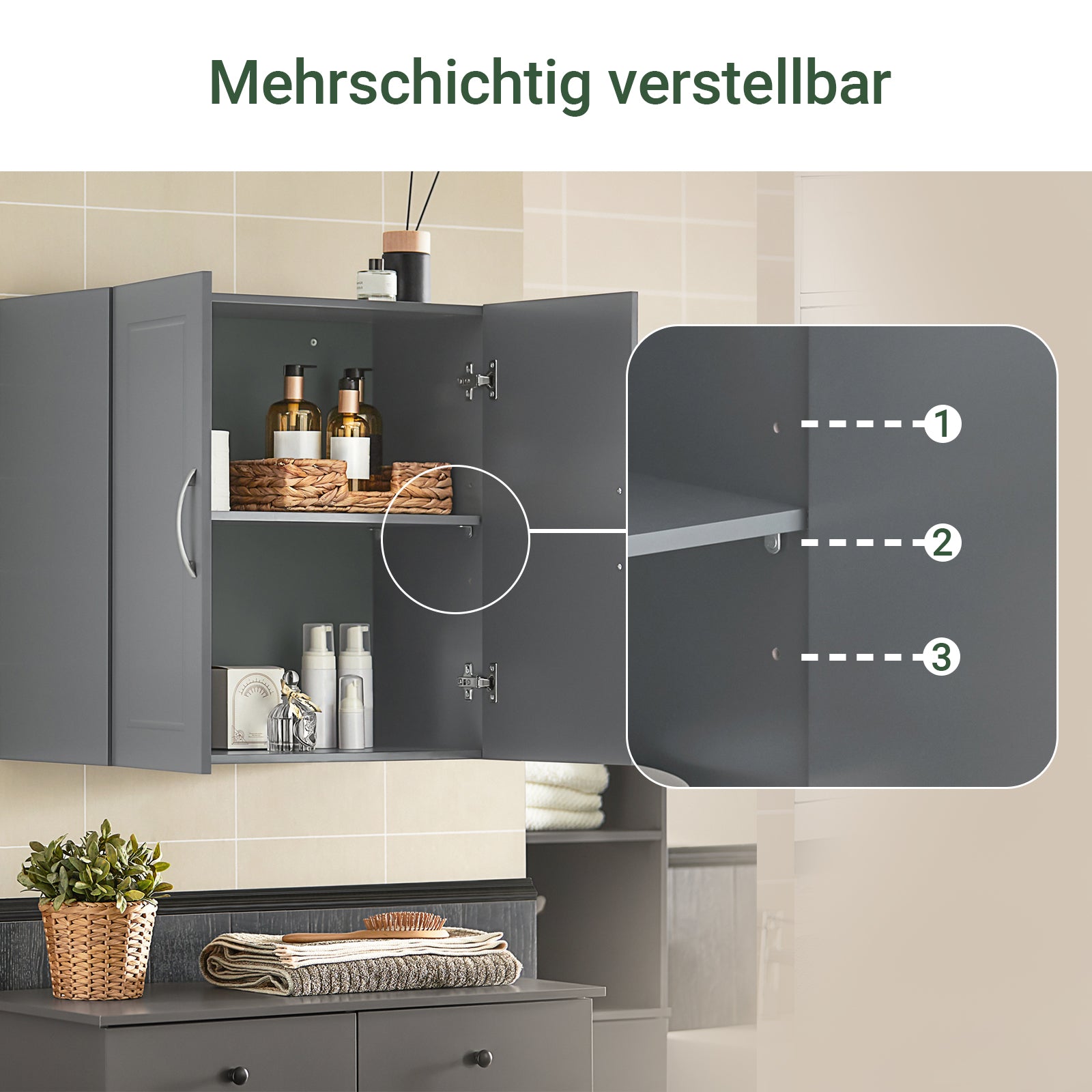 SoBuy | Armadietto da parete | Mobiletto pensile | Mobiletto da bagno grigio | Armadietto dei medicinali | FRG231-DG