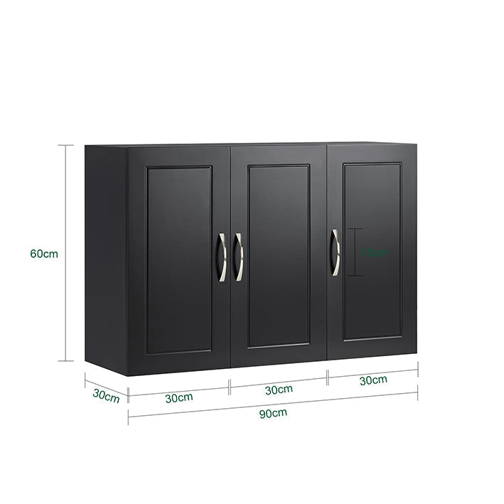 Prevendita | SoBuy | Pensile con 2 Ante | Armadietto da Parete | Nero | FRG231-L-SCH
