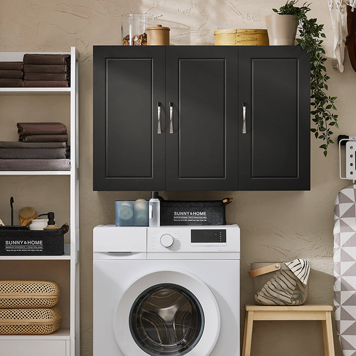 Prevendita | SoBuy | Pensile con 2 Ante | Armadietto da Parete | Nero | FRG231-L-SCH
