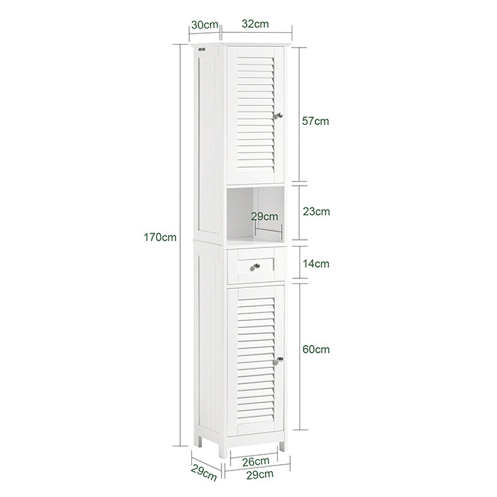 SoBuy | Bad Hochschrank | Badezimmer | Badschrank | Badregal Weiß | FRG236-W