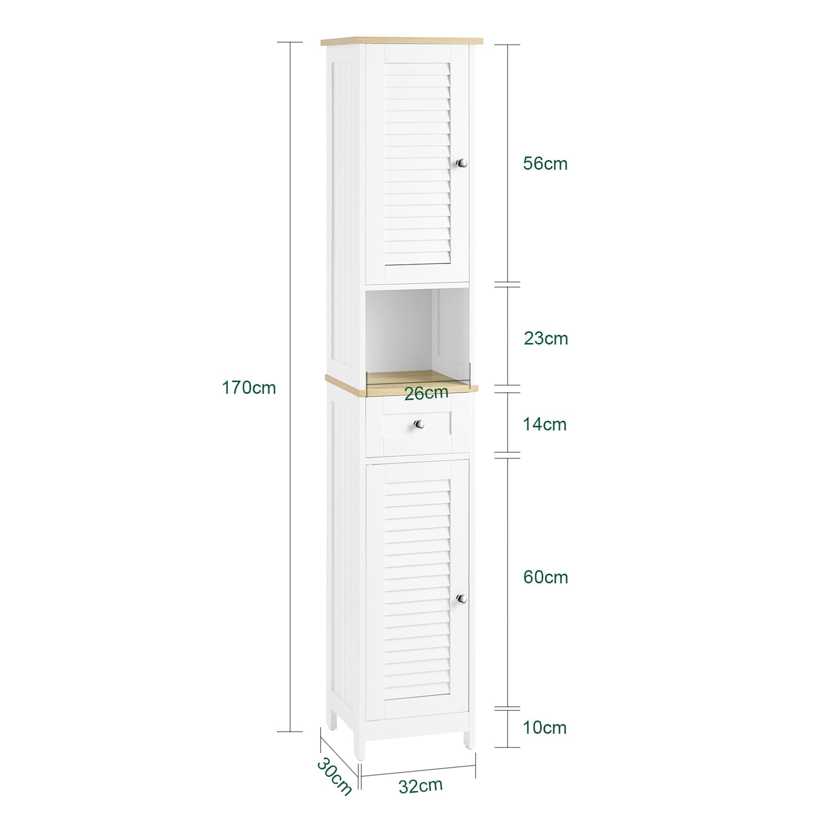 SoBuy | Mobile alto da bagno | Armadietto da bagno | Scaffale da bagno | Bianco e legno naturale | FRG236-WN