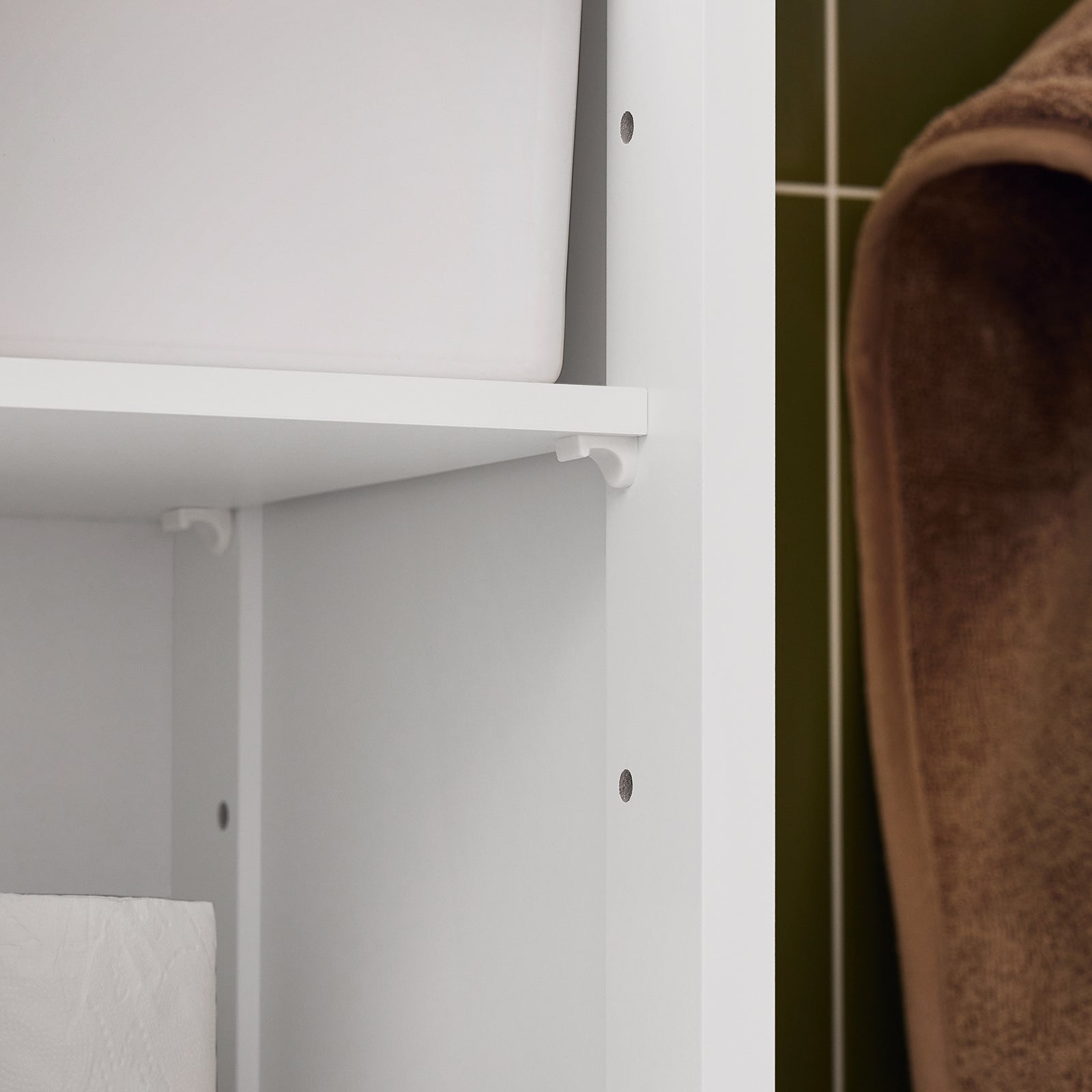 SoBuy | Mobile alto da bagno | Armadietto da bagno | Scaffale da bagno | Bianco e legno naturale | FRG236-WN