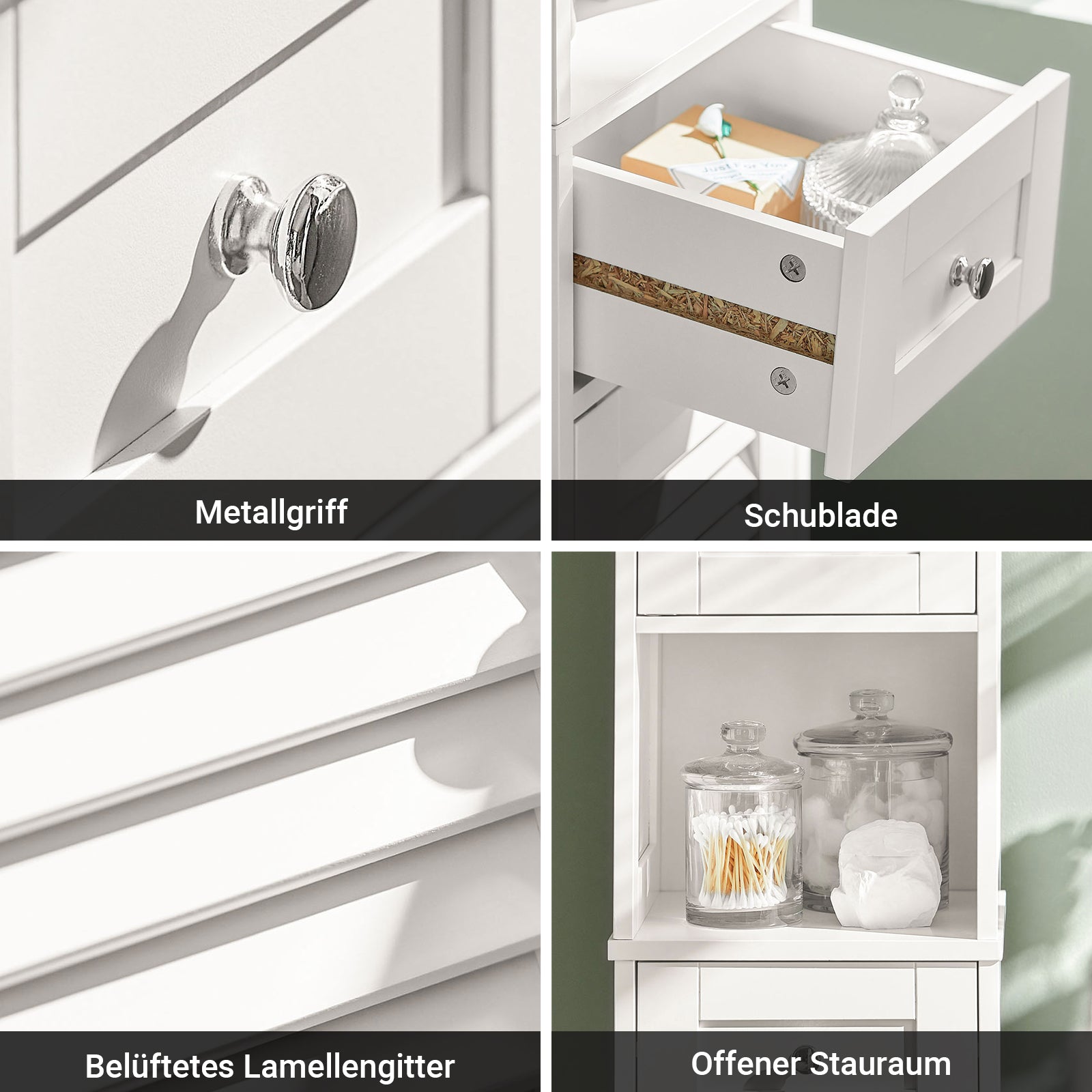 SoBuy | Bad Hochschrank | Badezimmer | Badschrank | Badregal Weiß | FRG236-W