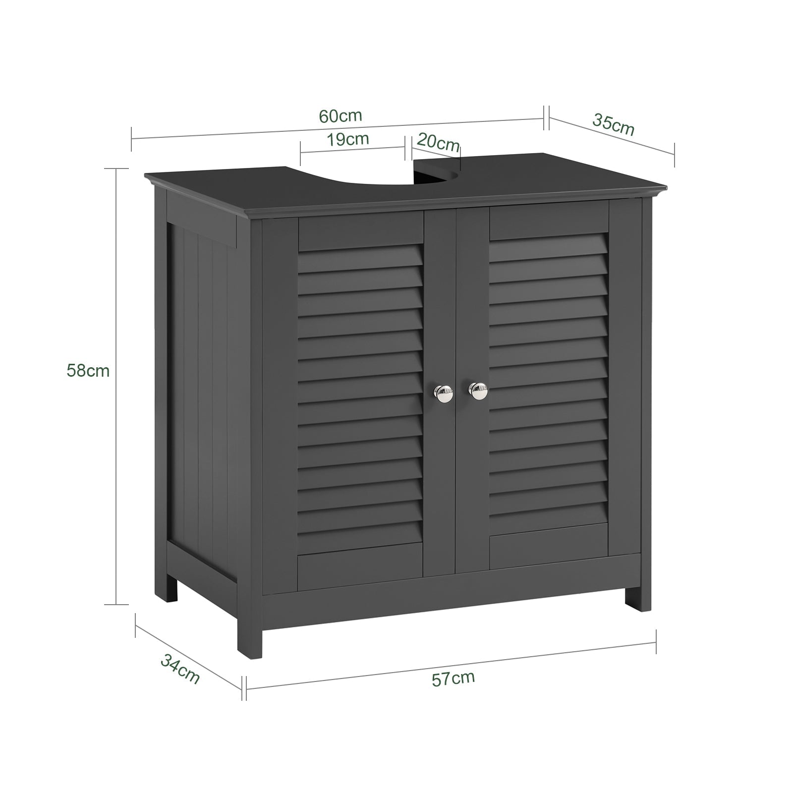 SoBuy | Mobile sottolavabo | Mobile bagno grigio scuro | FRG237-II-DG