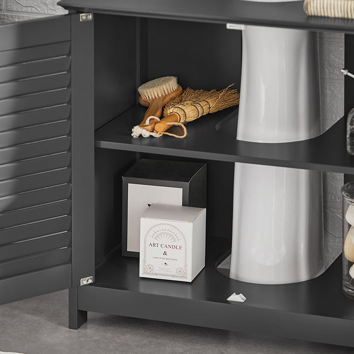 SoBuy | Mobile sottolavabo | Mobile bagno grigio scuro | FRG237-II-DG