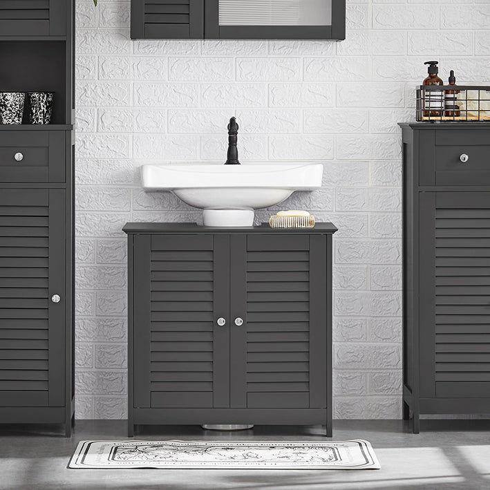 SoBuy | Meuble-lavabo | Armoire de salle de bain gris foncé | FRG237-II-DG