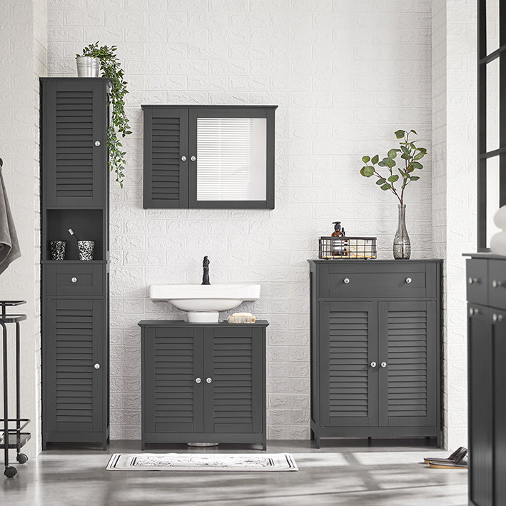 SoBuy | Meuble-lavabo | Armoire de salle de bain gris foncé | FRG237-II-DG