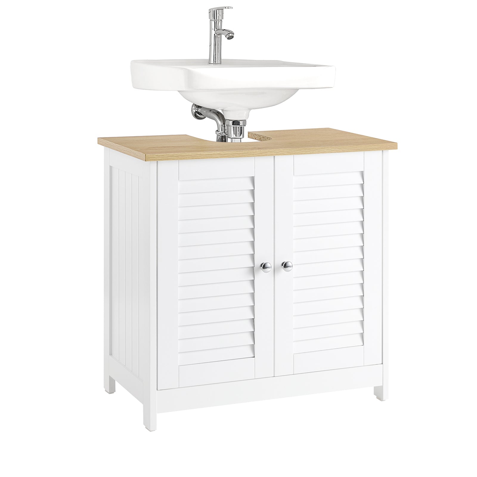 Pre-ordine | SoBuy | Mobile sottolavabo | Armadietto da bagno | Bianco-naturale | FRG237-WN