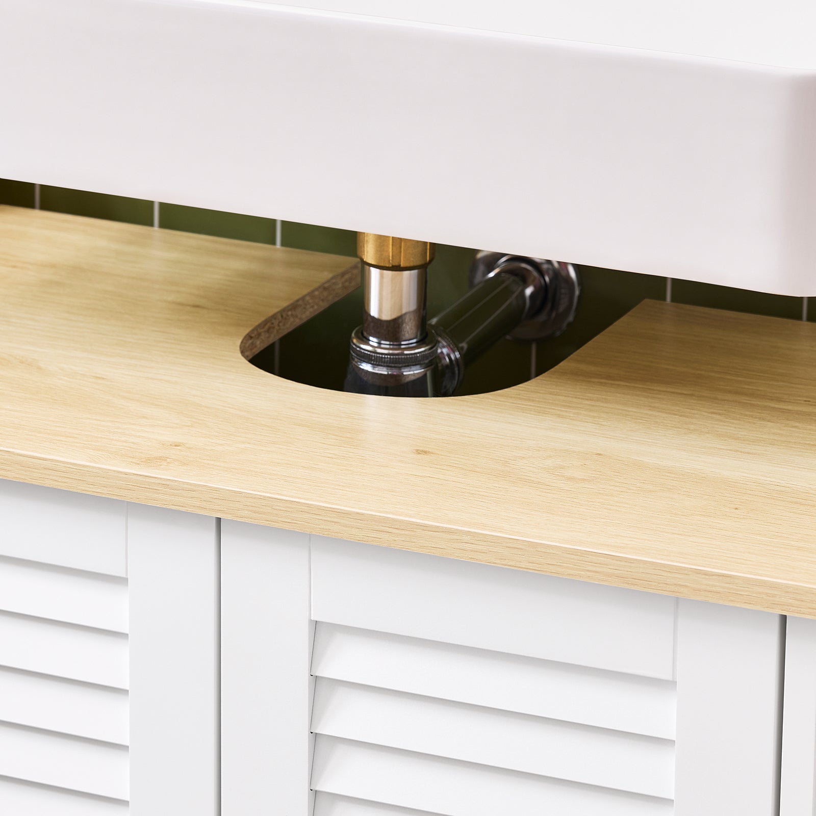 SoBuy | Waschbeckenunterschrank | Badschrank Unterschrank | Weißnatur | FRG237-WN